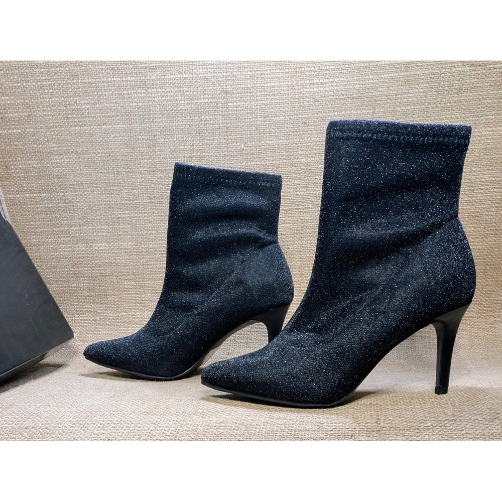 Jones New York Women's Macee Shimmer Stiletto Ankle Boots Black 6 New with Box